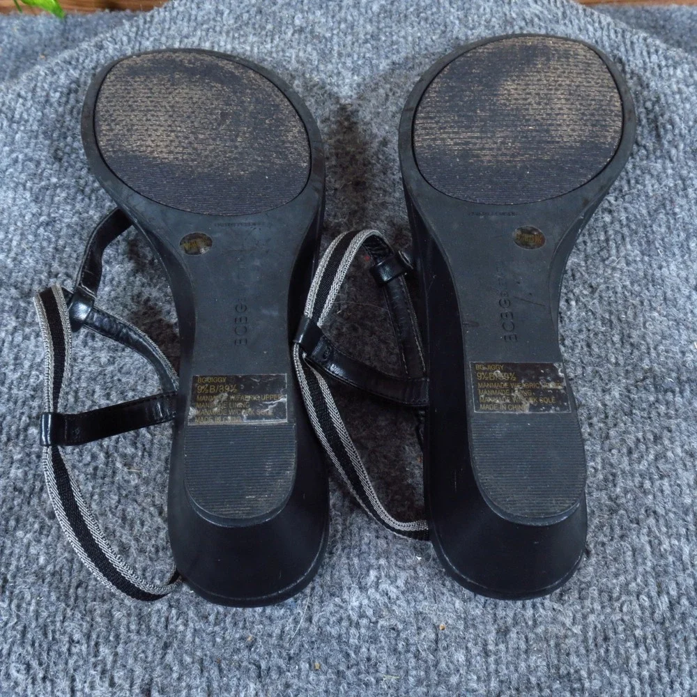 BCBGeneration BG-Jiggy Women Wedge Sandals Size 9.5 Summer Dressy Black Manmade